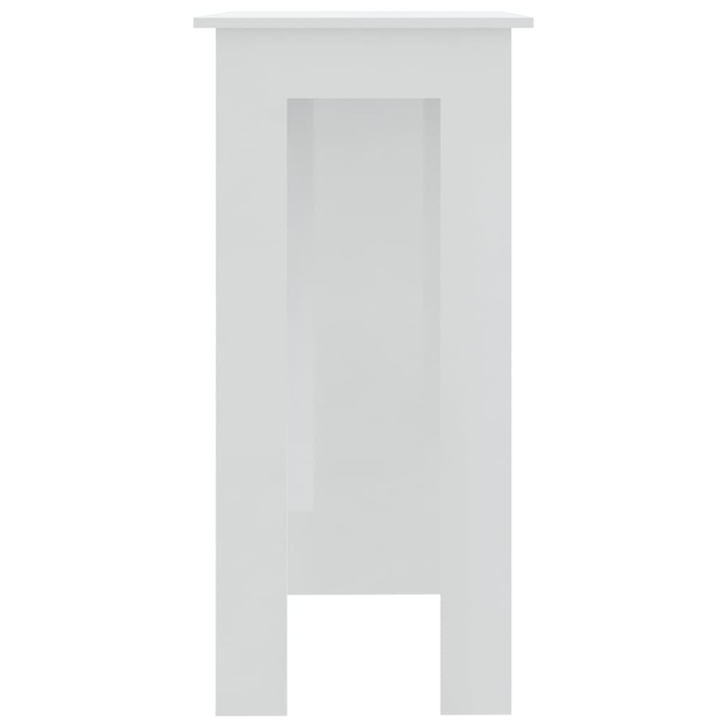 Mesa Bar Con Estante Contrachapada Blanco Brillo 102x50x103,5cm_2