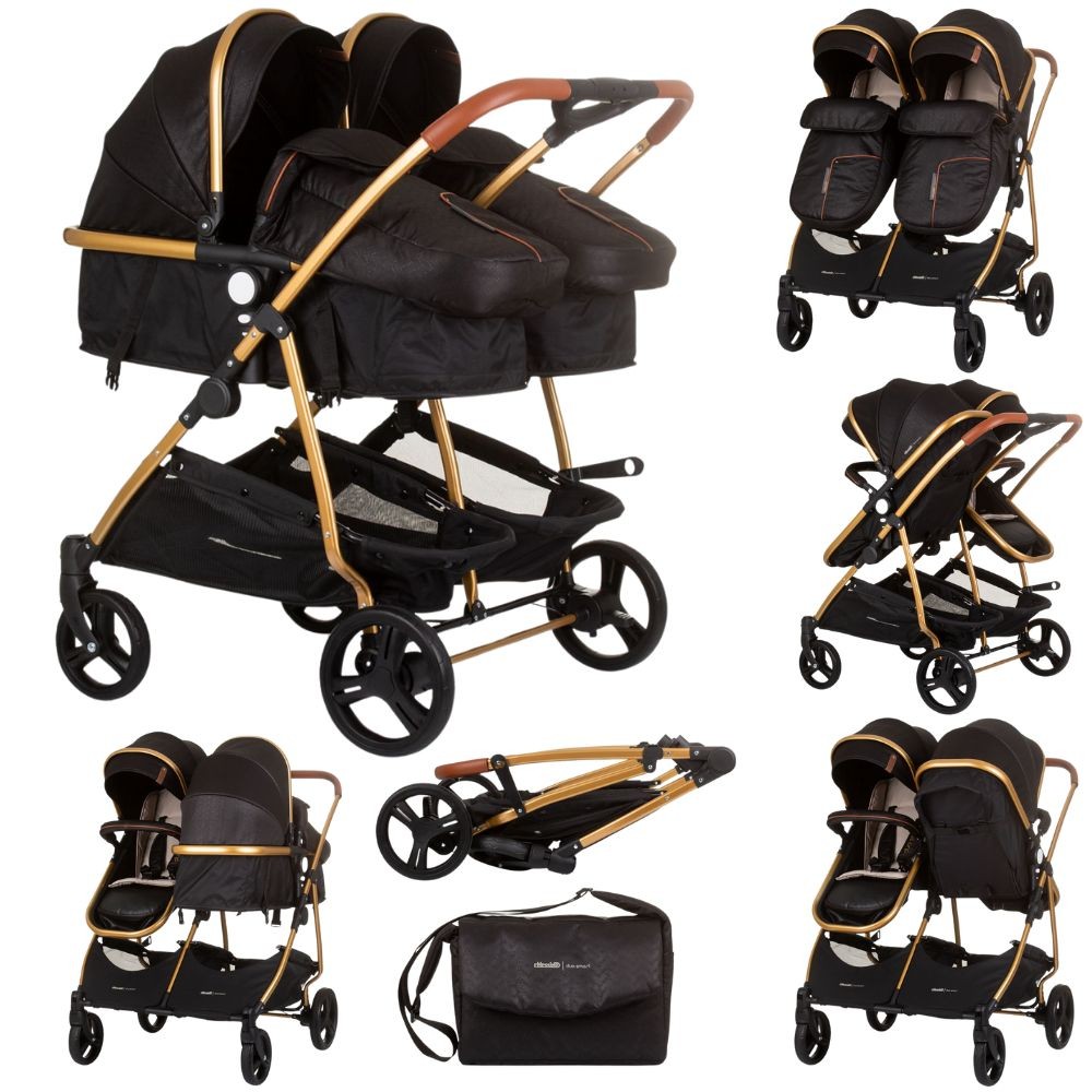 Carrito De Bebé Gemelar Dúo Smart Obsidian Gold_0