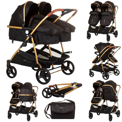 Carrito De Bebé Gemelar Dúo Smart Obsidian Gold_0