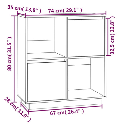 Aparador De Madera Maciza De Pino Negro 74x35x80 Cm / Vetonek_3