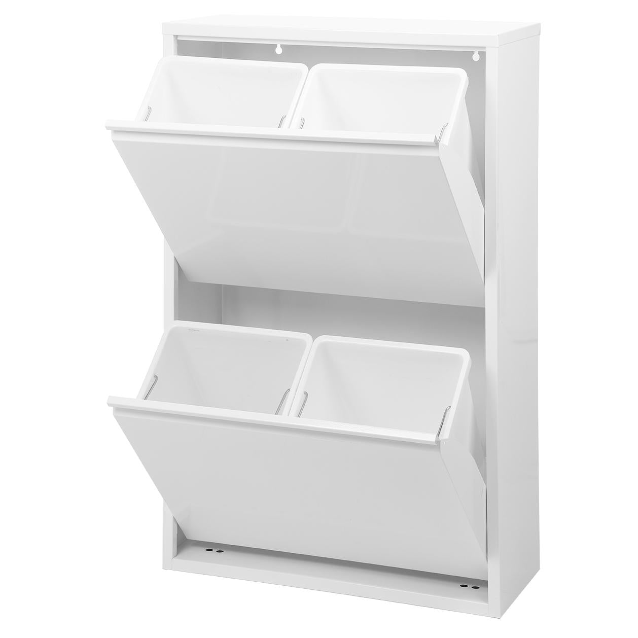 Armário de reciclagem Duett em metal com 4 compartimentos Branco