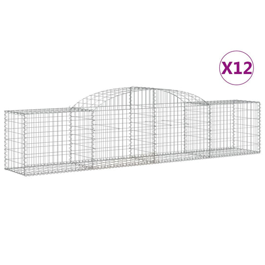 Cestas De Gaviones 12 Uds Forma De Arco Hierro 300x50x60/80 Cm_0