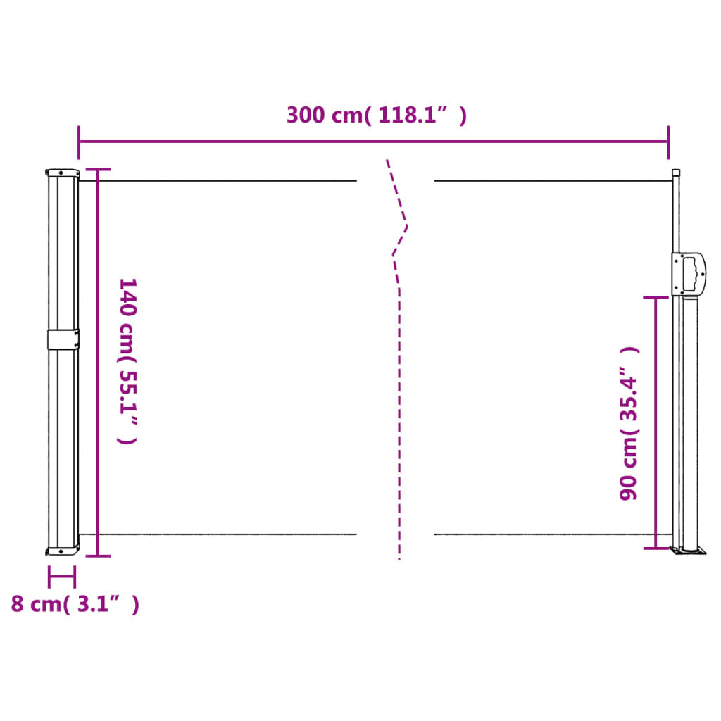 Vidaxl Toldo Lateral Retráctil Terracota 140x300 Cm_2