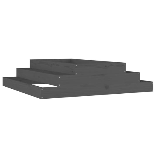 Jardinera De Madera Maciza De Pino Gris 110x110x27 Cm_0