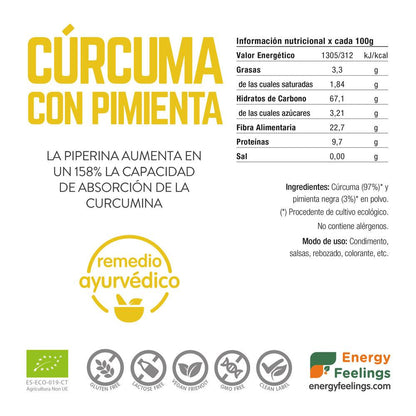 Embalagem de 2 Cúrcuma com Pimenta-do-Reino em Pó Eco Energy Feelings 200 g