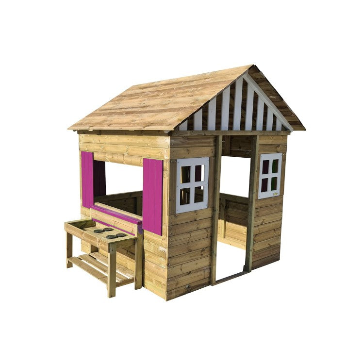 Casita De Madera Masgames Lollipop Xxl Horeca + Cocinita Rosa._0