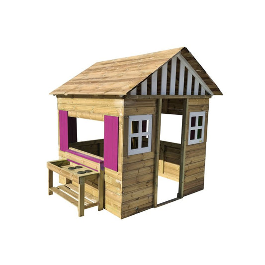 Casita De Madera Masgames Lollipop Xxl Horeca + Cocinita Rosa._0