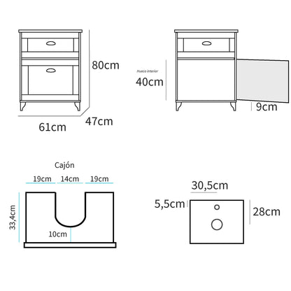 Mueble Baño 60cm Lavabo Sobre Encimera No Incluido, Armario Auxiliar Estilo Vintage 80x61x47cm, Briebe, Eterna, Blanco_5