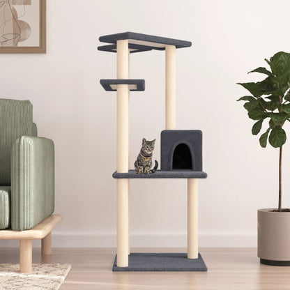 Rascador Para Gatos Con Postes De Sisal Gris Oscuro 123 Cm_1