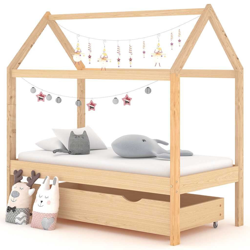 Vidaxl Estructura De Cama Infantil Con Cajón Madera De Pino 70x140 Cm_1