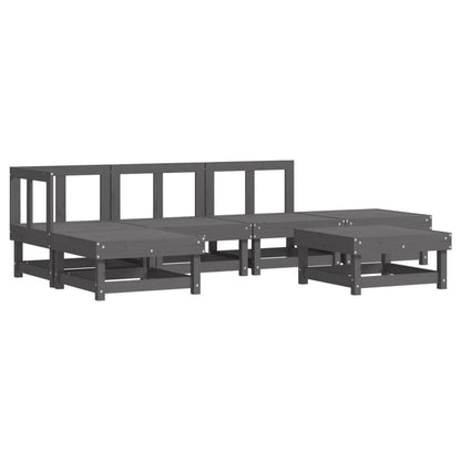 Vidaxl Mesa Y Taburetes Altos Jardín 6 Pzas Madera Maciza De Pino Gris_0