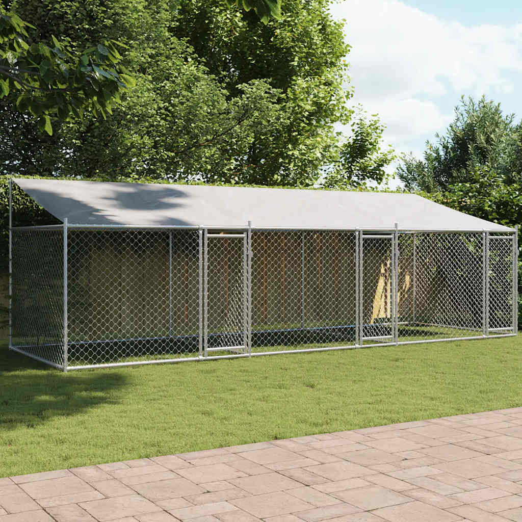 Jaula De Perros Techo Y Puertas Acero Galvanizado Gris 6x2x2 M_1