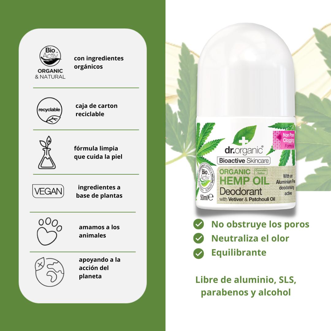Desodorizante de óleo de cânhamo Dr. Organic 50 ml