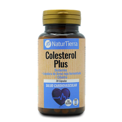 Colesterol mais berberina + arroz vermelho fermentado + coentros, 30 cápsulas. NaturTierra