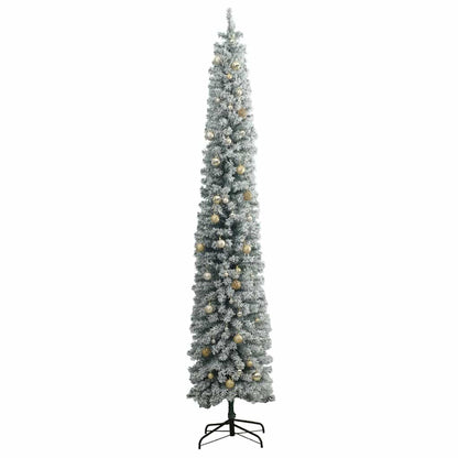 Vidaxl Árbol De Navidad Estrecho Con 300 Led Y Bolas Y Nieve 300 Cm_3