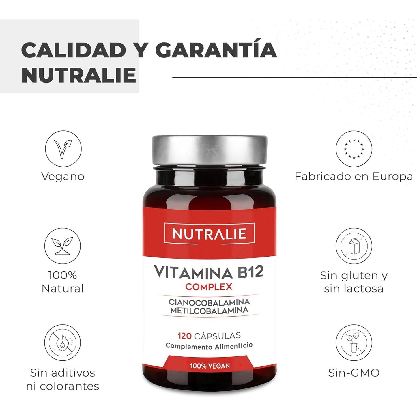 Complexo de Vitamina B12 2000 mcg Cansaço Nutralie 120 comprimidos
