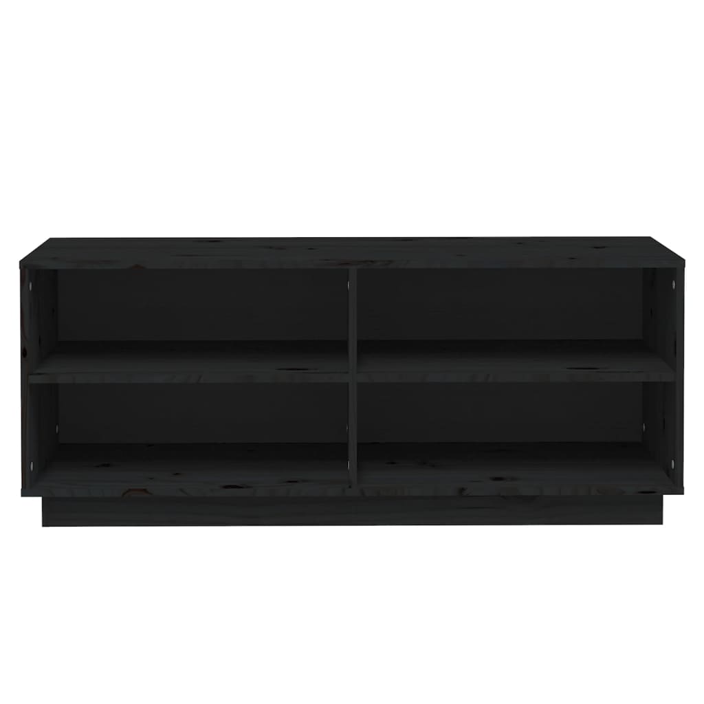 Armario Zapatero De Madera Maciza De Pino Negro 110x34x45 Cm / Vetonek_1