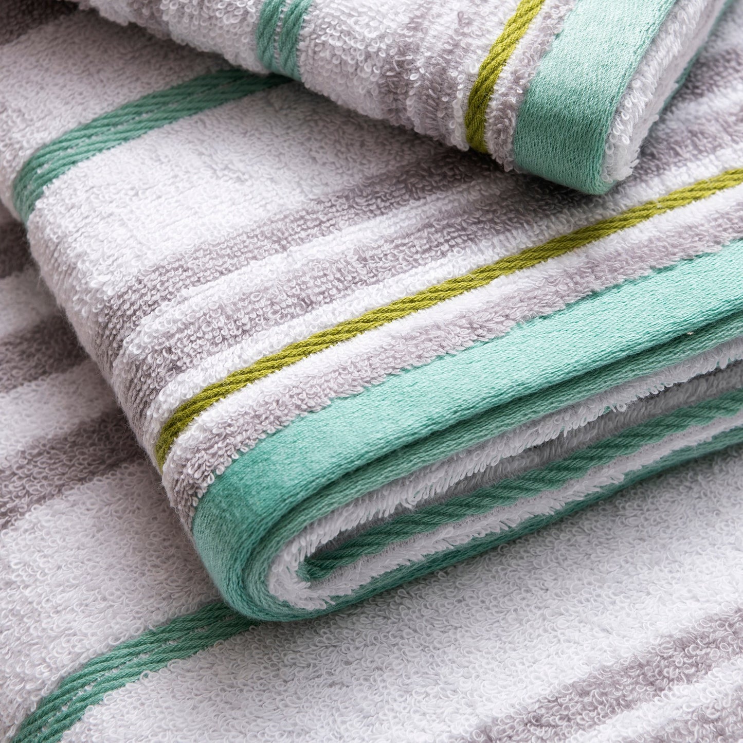Set 3pc Toalla De Baño (tocador 30x50cm + Manos 50x90cm + Baño 70x140cm) 450gsm 100% Algodón Blanco Con Rayas Rainbow Be_3