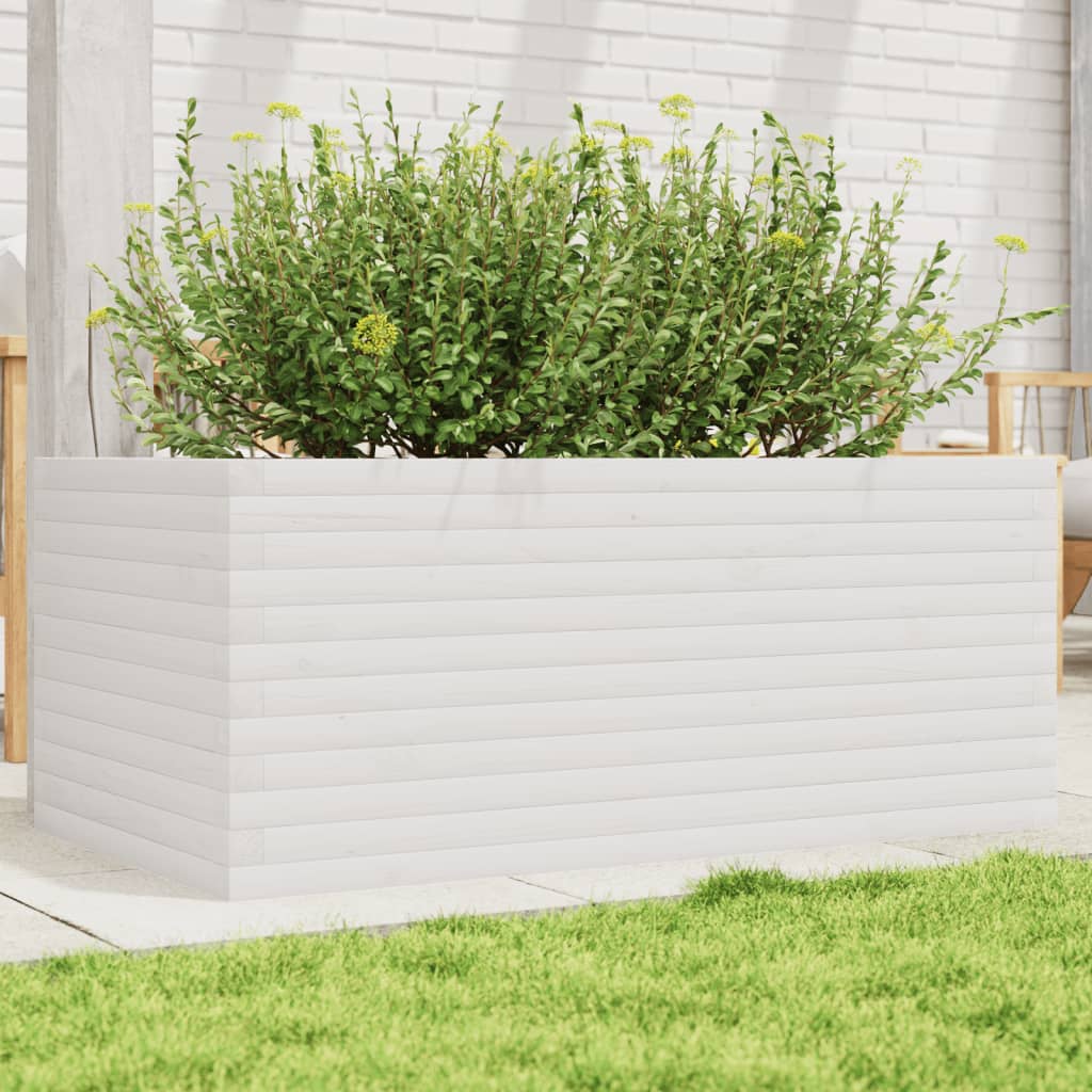 Jardinera De Madera Maciza De Pino Blanco 110x60x45,5 Cm_1
