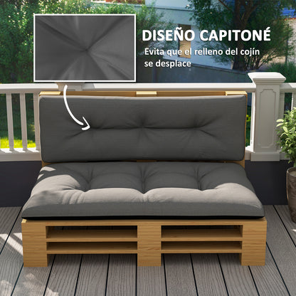 Outsunny Cojines Para Palets 2-piezas Set De Tela Resistente Impermeable Gris_5