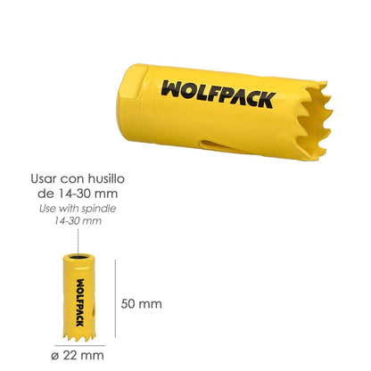 Corona Sierra Bimetal Ø 22 Mm. Templado Termico, Base Reforzada. Corona Madera, Broca Agujeros Madera, Acero, Hierro, Plasticos