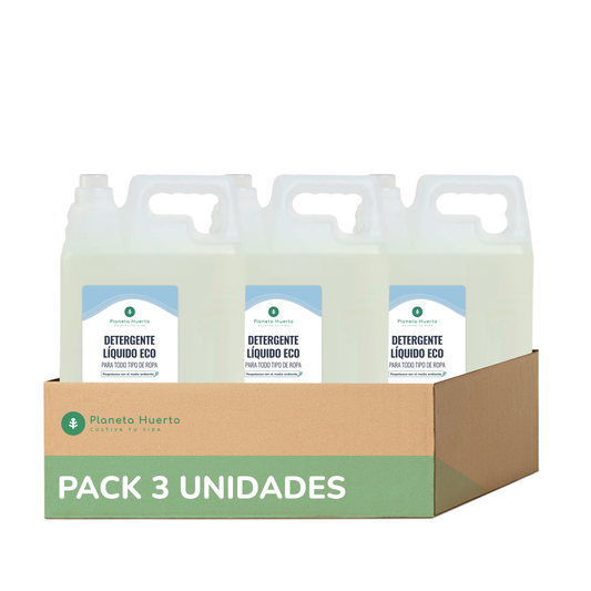 Embalagem de 3 x Detergente Líquido Ecológico para Roupa com aroma natural a roupa limpa, Planeta Huerto, 5 litros