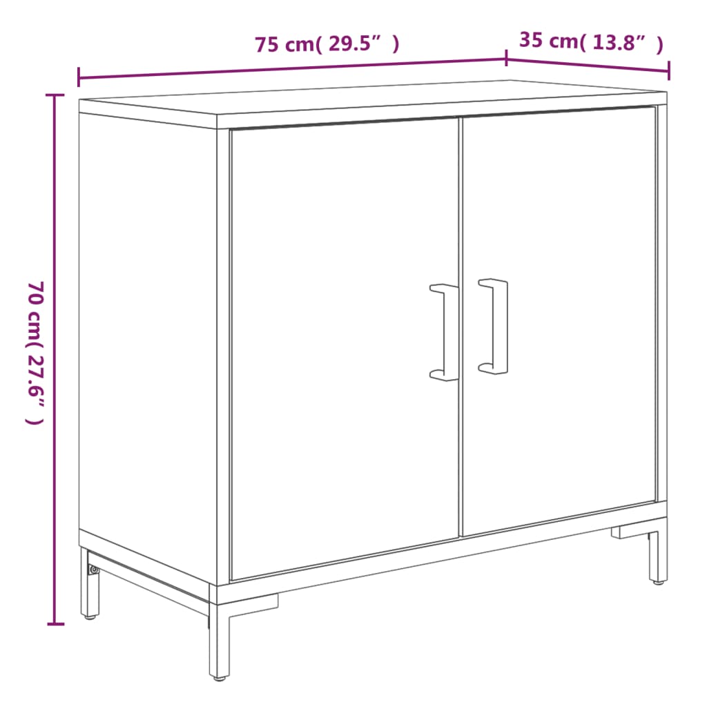 Aparador De Madera Maciza De Pino Marrón 75x35x70 Cm / Vetonek_5
