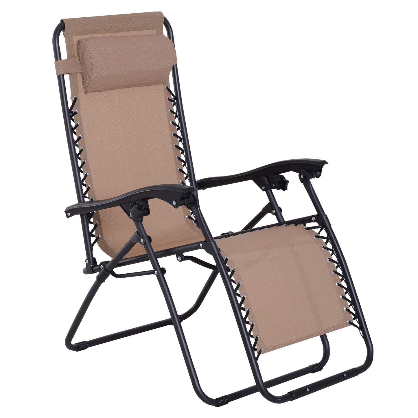 Outsunny Tumbona Plegable De Jardín Respaldo Ajustable Marco De Acero Beige_0