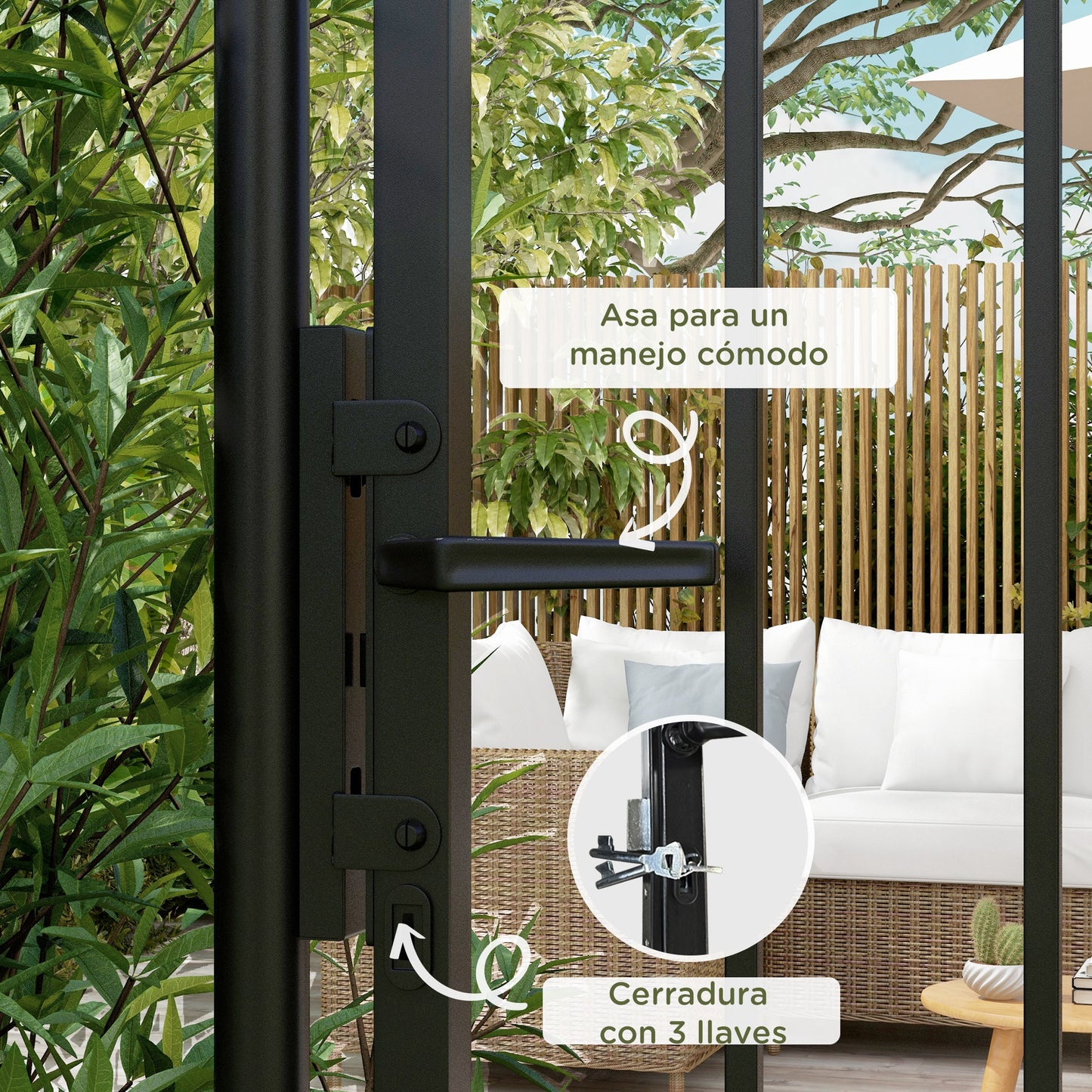 Outsunny Puerta De Jardín Con Decoración De Flechas 107x204 Cm Negro_5