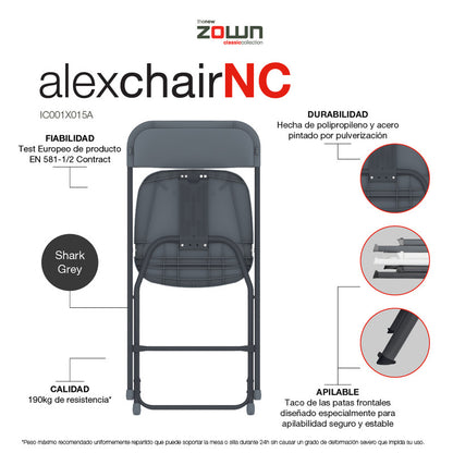 Zown Silla Plegable Profesional Para Eventos Alex Chair Shark Grey_3