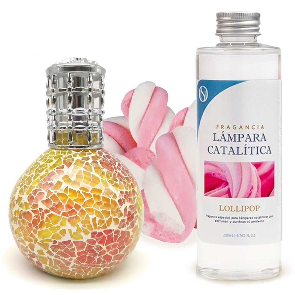 Lámpara Catalítica Mosaico Bicolor + Aroma Lollipop 200ml - Elimina Malos Olores, Impurezas Y Perfuma_0
