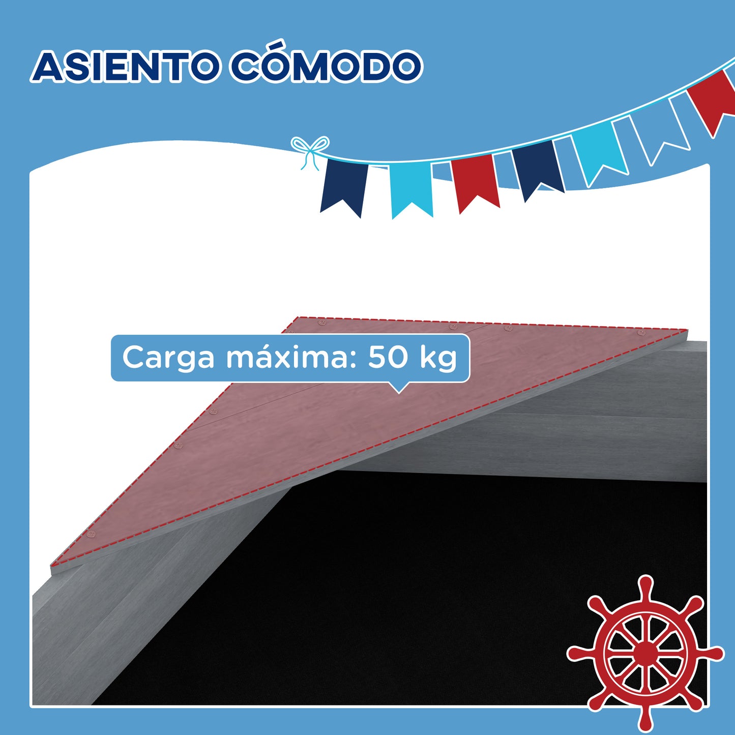Outsunny Arenero Para Niños De Madera Con Bandera Y Timón 190x90x138 Cm Girs_5