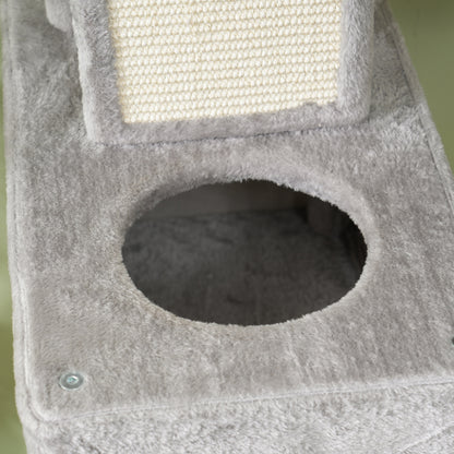 Pawhut Árbol Rascador Para Gatos Grande Altura 206 Cm Con Hamacas Gris Claro_3