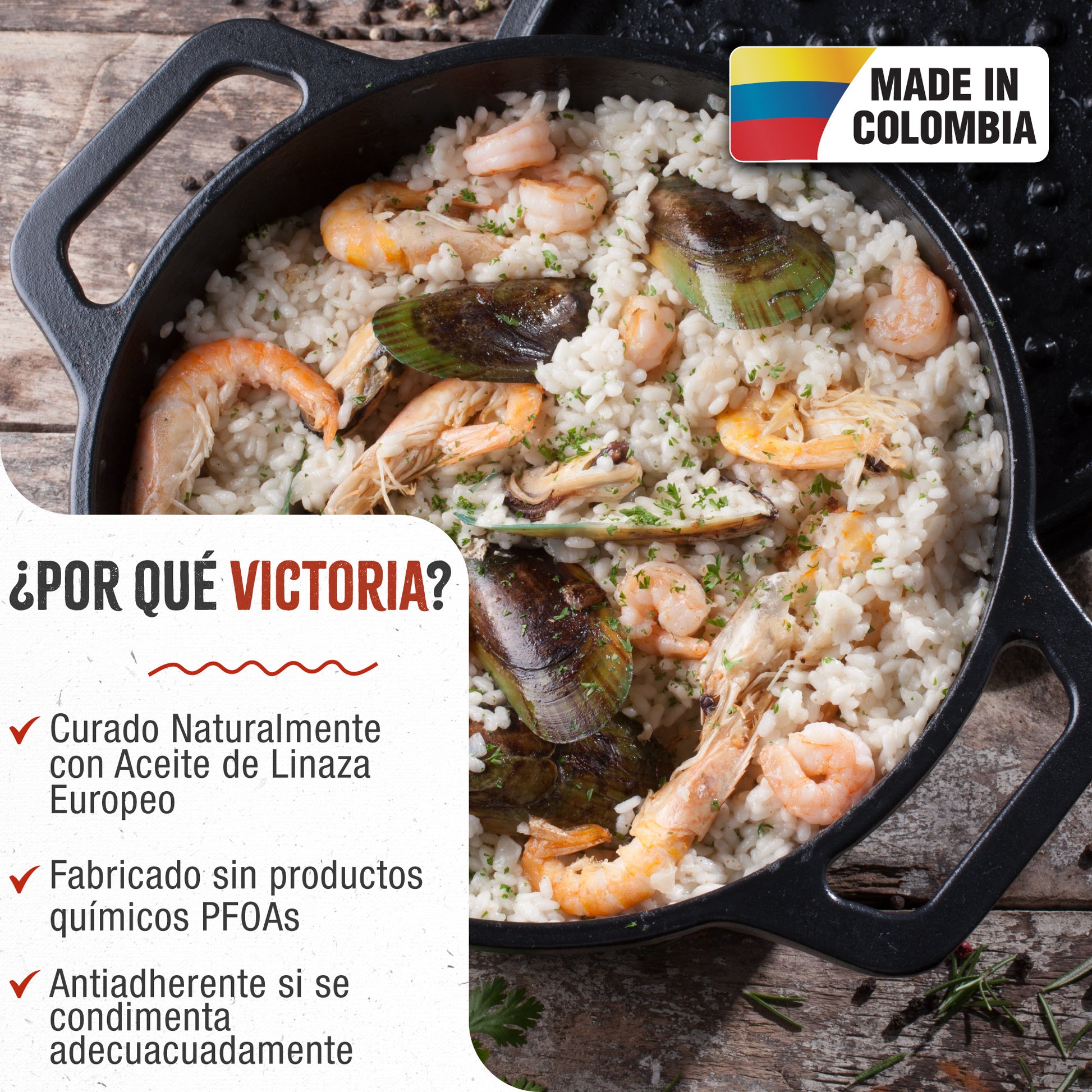 Victoria Horno Holandés Olla Inducción Hierro Fundido Curado 25cm, Cocotte 3,8l, Sin Ptfe Ni Pfoa, 32043, Negro_1