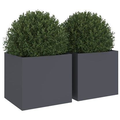 Jardineras 2 Unidades Acero Laminado En Frío Gris Antracita 32x30x29 Cm_3