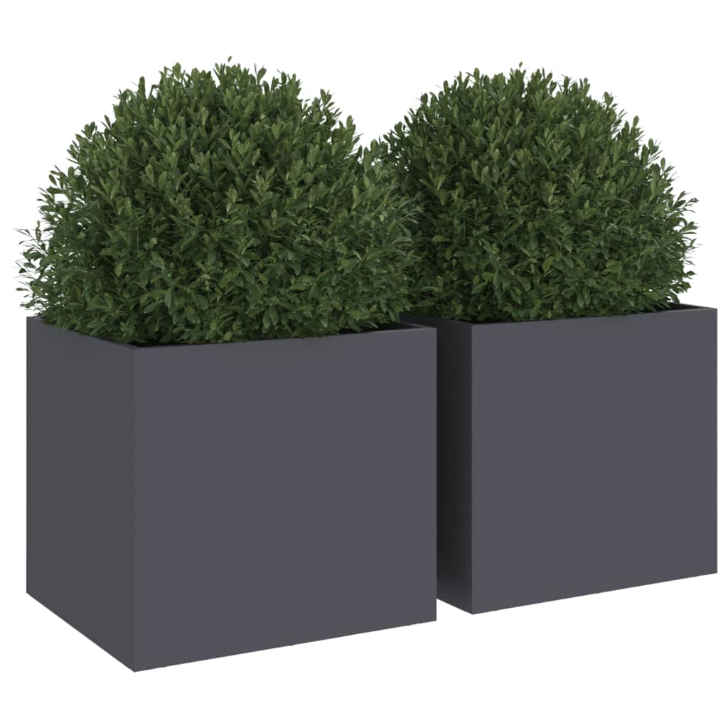 Jardineras 2 Unidades Acero Gris Antracita 32x30x29 Cm_3