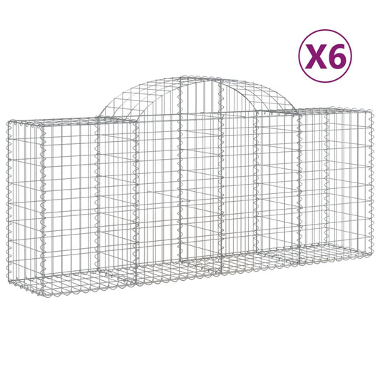 Cestas De Gaviones 6 Uds Forma De Arco Hierro 200x50x80/100 Cm_0