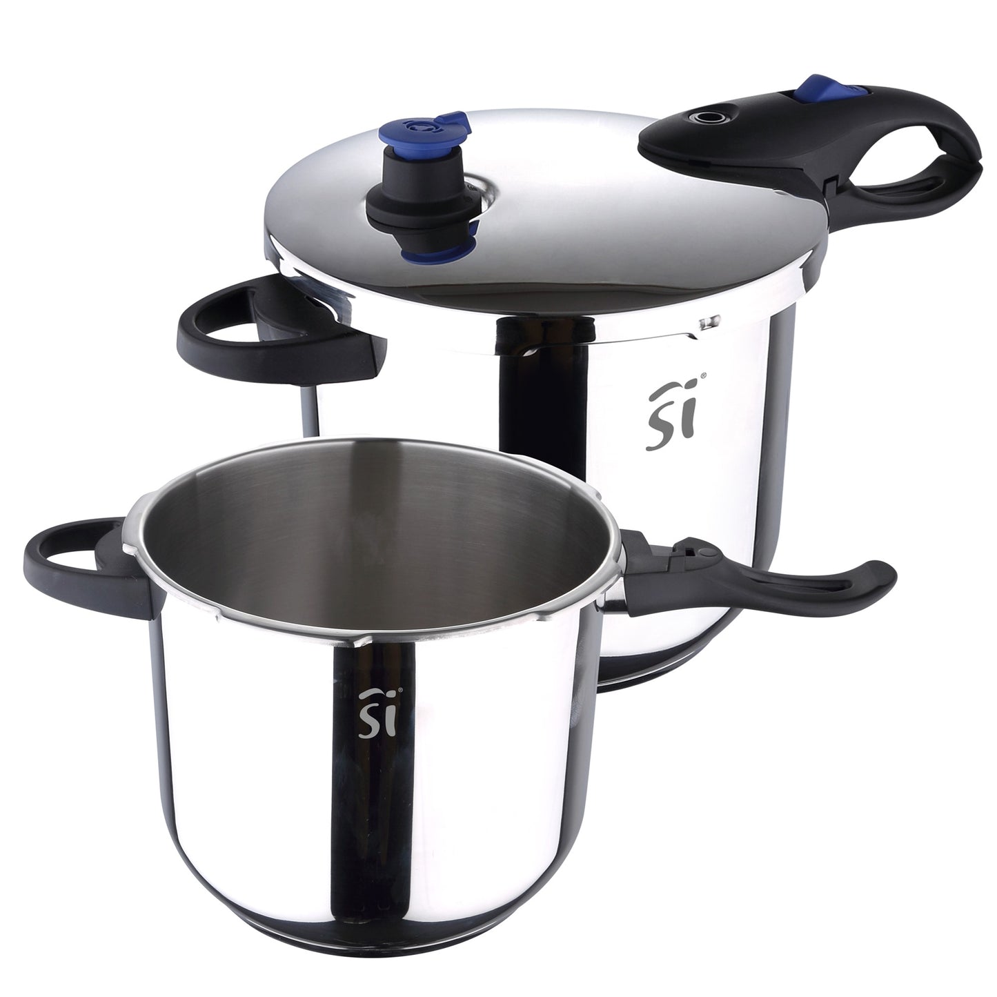 Set Batería 5pc Acero Inox + 2 Ollas A Presión Con Tapa + Set 5pc Sartenes (con Tapas) Ø20ø24ø28 Para Inducción San Ignacio