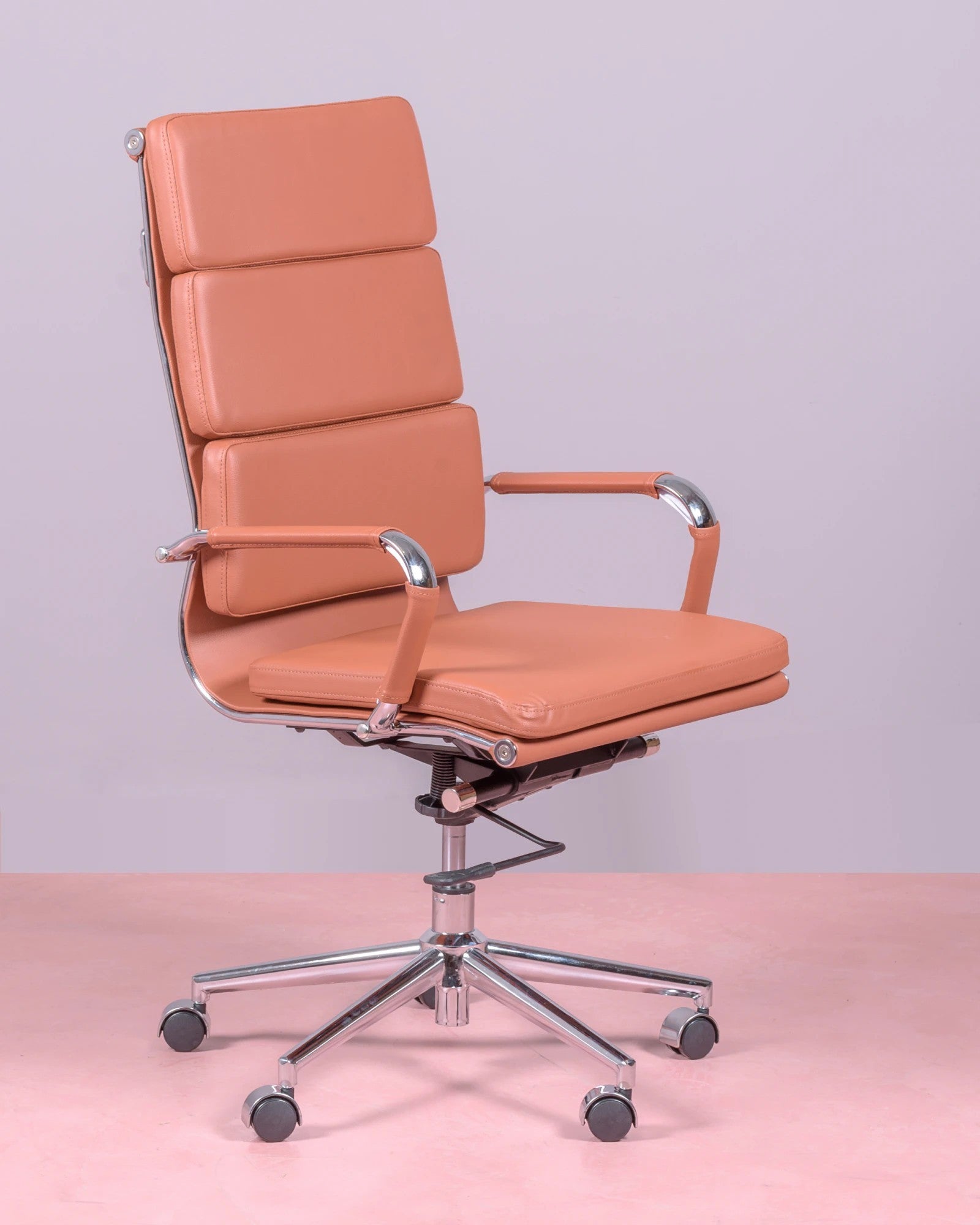 Silla De Oficina Con Ruedas Y Respaldo Alto Acolchado En Polipiel - Alu S_0