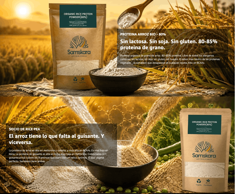 Proteína De Arroz fermentado BIO - 500g | Proteína Vegetal En Polvo Vegana Para Batidos Y Repostería Samskara_3