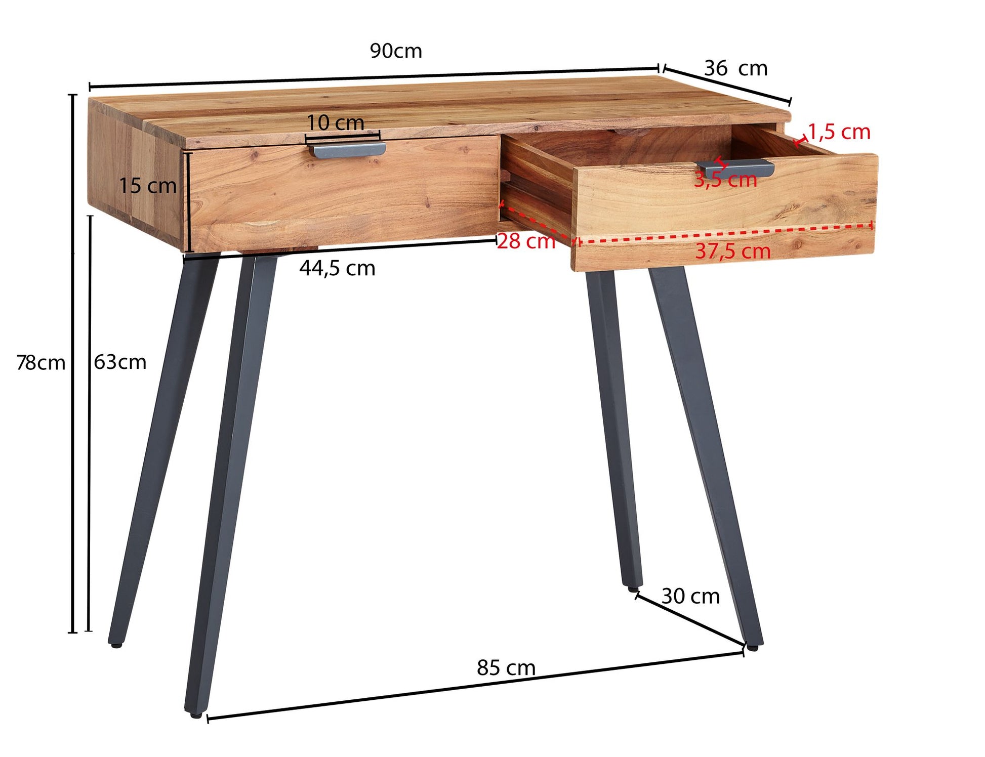 Consola En Acacia 90 X 78 X 36 Cm_3