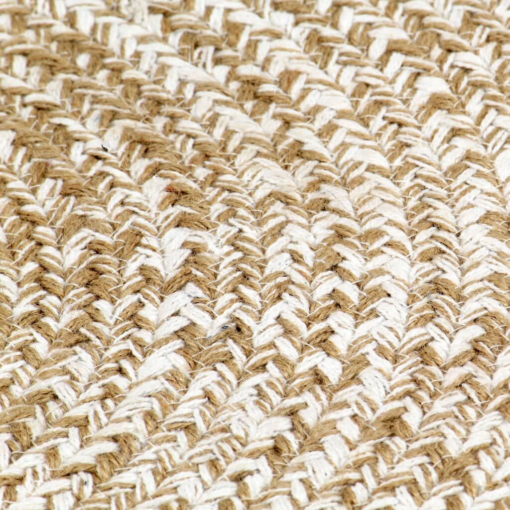 Vidaxl Alfombra De Yute Tejida A Mano Blanco Y Natural 90 Cm_3