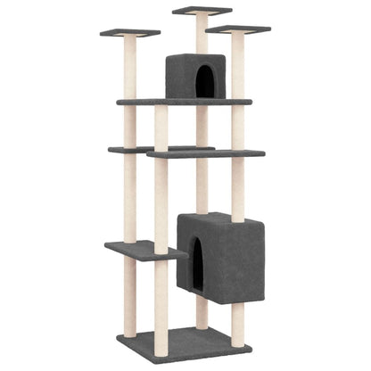 Vidaxl Rascador Para Gatos Con Postes De Sisal Gris Oscuro 162 Cm_0
