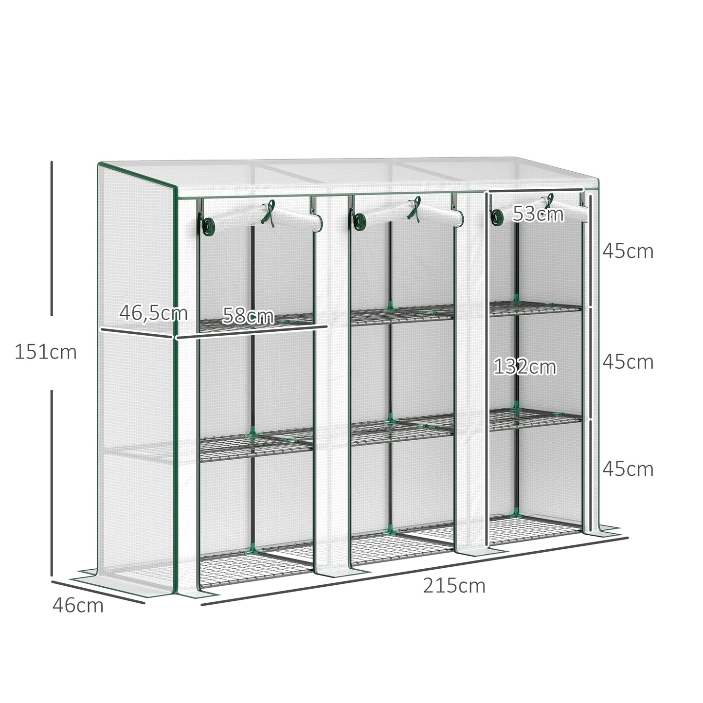 Outsunny Invernadero De Exterior Con 9 Estantes Puerta 215x46x151 Cm Blanco_2