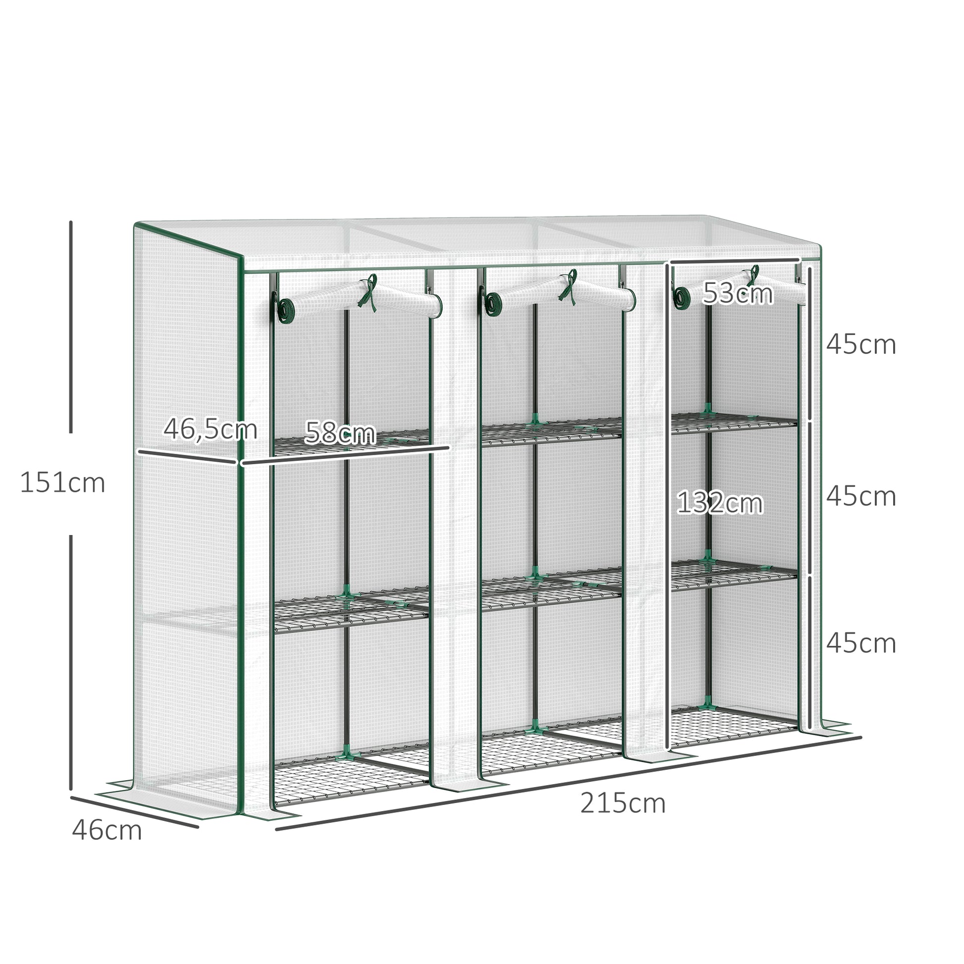 Outsunny Invernadero De Exterior Con 9 Estantes Puerta 215x46x151 Cm Blanco_2
