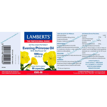 Óleo de Onagra Lamberts com Borragem 90 cápsulas
