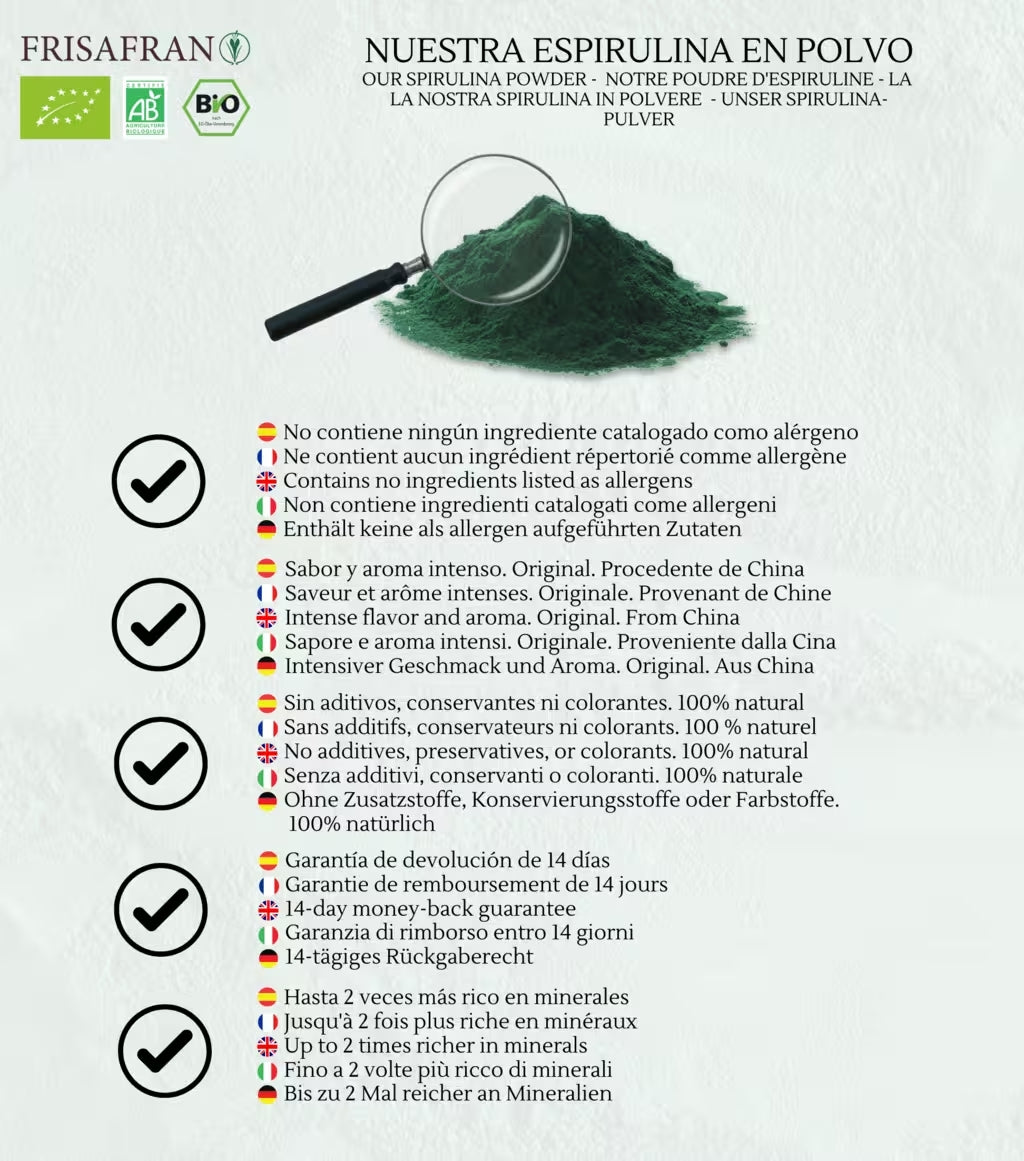 Espirulina En Polvo Ecológica - Calidad Y Sabor | Frisafran 200 G_3
