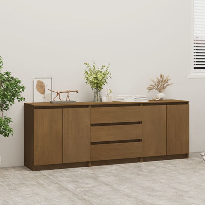Armario Auxiliar Marrón Miel Madera Maciza De Pino 180x36x65 Cm_0