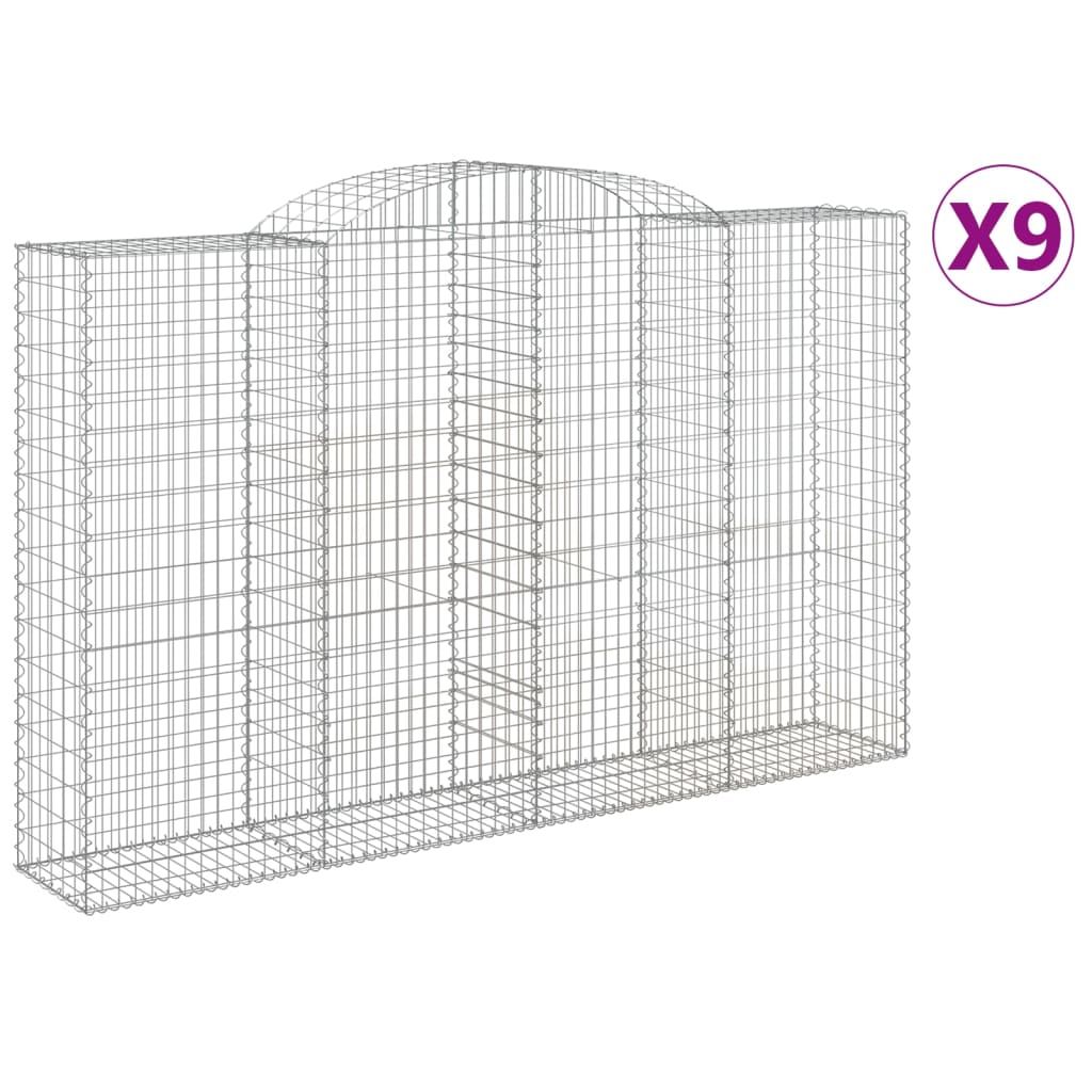 Cestas De Gaviones 9 Uds Forma De Arco Hierro 300x50x180/200 Cm_0