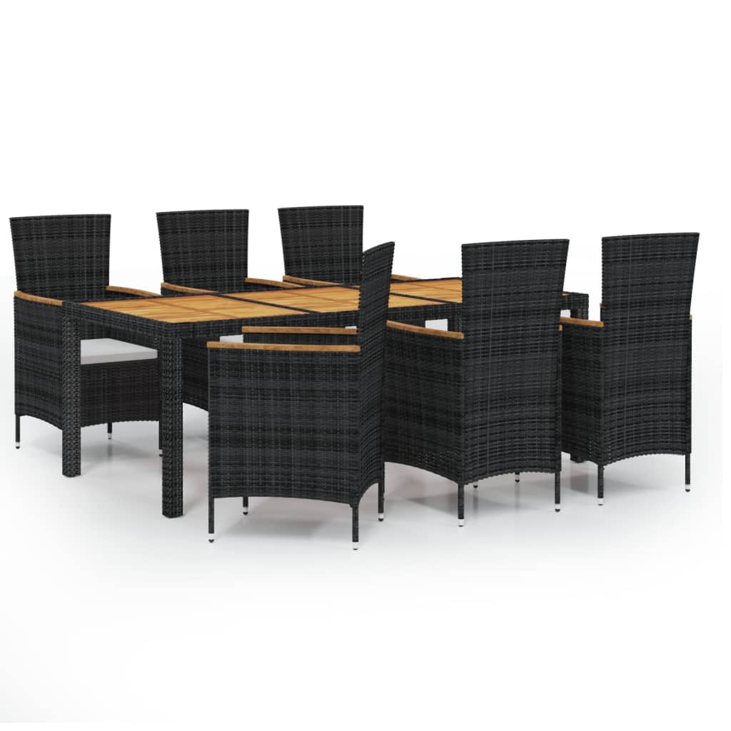 Vidaxl Juego De Comedor De Jardín 7 Piezas Ratán Sintético Negro_0